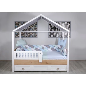 Mini Baby 4'lü Örgülü Pastel Mavi  Montessori Bebek-Çocuk Uyku Seti