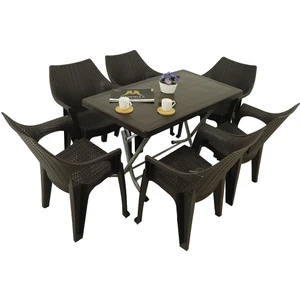 Zeugma 70x120 Katlanır Ayak 6 Kişilik Polo Koltuk Masa Takımı