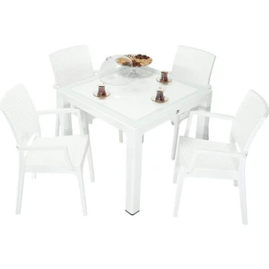 Elit Rattan 90x90 Elit Koltuk Camlı Masa Takımı