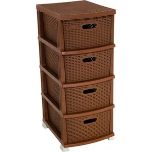 Sağlam Plastik Rattan Komidin (4 Çekmeceli Sebzelik)