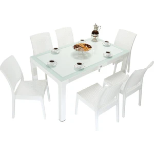 Elit Rattan 90x150 Elit Sandalye Camlı Masa Takımı