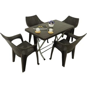 Zeugma 70x120 Katlanır Ayak 4 Kişilik Polo Koltuk Masa Takımı