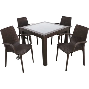 Elit Rattan 90x90 Nirvana Koltuk Camlı Masa Takımı