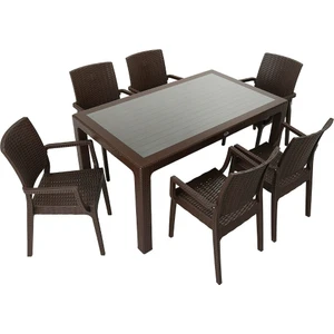 Elit Rattan 90x150 Elit Koltuk Camlı Masa Takımı