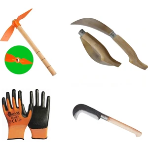 Bahçe El Aletleri 4'lü Süper Bahçe Seti (Çapa+Bıçak+Eldiven+Orak)