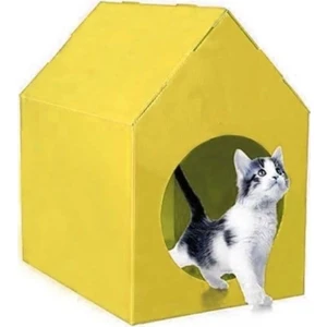 Plastik Kedi Evi Kedi Kulübesi Kedi Yuvası Sarı