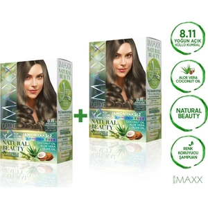 Maxx Deluxe Natural Beauty  8.11  Yoğun Açık Küllü Kumral 2'li Set Boya