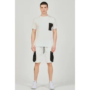 Erkek Şort T-Shirt Cepli Eşofman Takımı - Beyaz