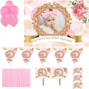 Hayaller Dükkanı Altın Konsept Bebek Mevlüdü Süsleme ve Magnet Seti HDTS135