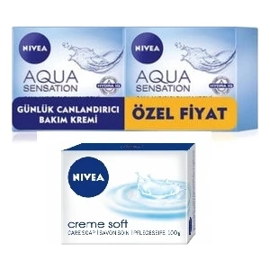 Aqua Sensation Bakım Kremi 50 ml 2 Adet + Nivea Crem Sabun 100 gr