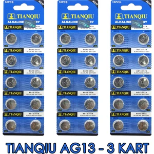 AG13 LR44H 357A A76 SR44SW 1.5 V 30'lu 3 Kart Alkalin Pil