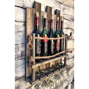 W&S Woodysharky Masif Ağaç Eskitme Dekor Bar Şaraplık