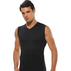 3 Adet Siyah Renk V Yaka Kolsuz Atlet