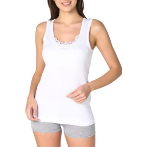 6 Adet Beyaz Renk Kalın Askılı Güpürlü Atlet