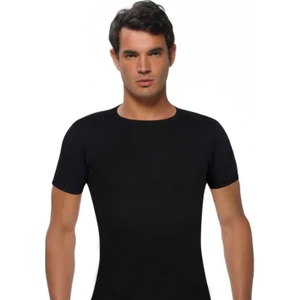 6 Adet Siyah Renk Bisiklet Yaka Kısa Kollu Fanila