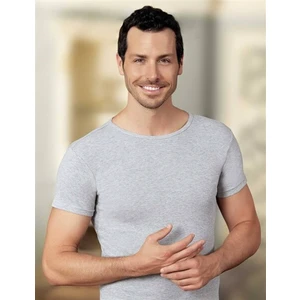 6 Adet Gri Renk Bisiklet Yaka Kısa Kollu Fanila