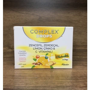 Complex Drops Zencefil, Zerdeçal, Limon, Çinko & C Vitaminli Ekstraktlı Pastil 24 Drops