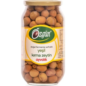 Özgün Ayvalık Kırma Yeşil Zeytin 1'lik Cam Kavanoz 1 kg