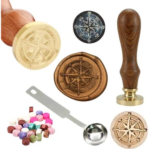 Mektup Damga Mühürü Pusula + 30 Mühür Mumu + Metal Kaşık