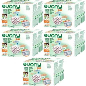 Evony 3 Katlı Filtreli Burun Telli Cerrahi Maske  Çoçuklar Için 250'li Set Yumuşak Kulaklı