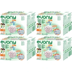 Evony 3 Katlı Filtreli Burun Telli Cerrahi Maske  Çoçuklar Için 200'lü Set Yumuşak Kulaklı