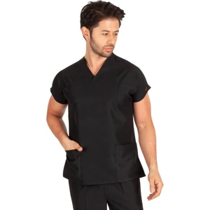 Erkek Doktor Hemşire Forması Scrubs Likralı Esnek Kumaş Hastane Nöbet Tek Üst (Zarf Yaka Yarasa Kol)