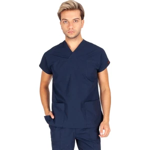 Erkek Doktor Hemşire Forması Scrubs Likralı Esnek Kumaş Hastane Nöbet Tek Üst (Zarf Yaka Yarasa Kol)