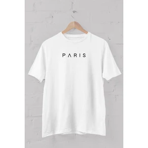 Paris Baskılı Bisiklet Yaka Erkek Tişört