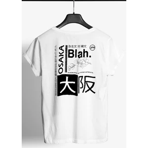 Arkası Osaka Japan Baskılı Bisiklet Yaka Erkek Tişört