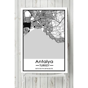 Antalya Harita Dekoratif Tasarım Poster