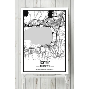 Izmir Harita Dekoratif Tasarım Poster
