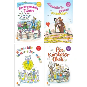 Behiç Ak Gülümseten Öyküler 4 Kitap Set - Akvaryumdaki Tiyatro - Alaaddin'in Geveze Su Boruları - Güneşi Bile Tamir Eden Adam - Pat Karikatür Okulu