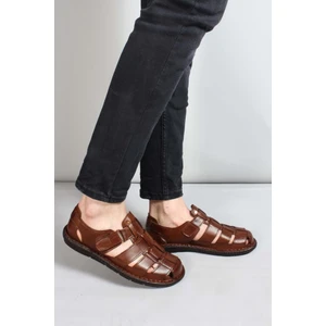 Fast Step Hakiki Deri Erkek Klasik Sandalet 819MA025