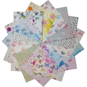 Kırkyama Patchwork Home 25 x 25 cm 15 Parça Pamuklu Parça Kumaş Kırkyama Patchwork 40YAMA Elişi Hobi - Kelebekler Serisi