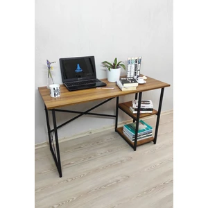 Çalışma Masası 2 Raflı Metal Bilgisayar Laptop Masası Ofis Ders Masası Ceviz