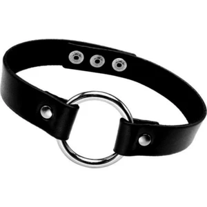 Alp Collection Siyah Deri Tasma Halka 35 cm Choker Kadın Kolye