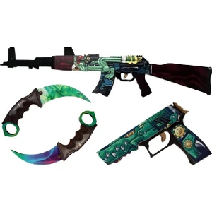 Egenin Sepeti Ahşap Cs-Go Ak-47 Tüfek P250 Tabanca 2 Li Karambite Oyuncak Set 2002