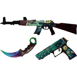 Egenin Sepeti Ahşap Cs-Go Ak-47 Tüfek P250 Tabanca Karambite Oyuncak Set 4010
