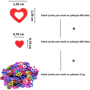 Süsle Bebek ve Parti Metalik Masa Üstü Kalp Serpme Konfeti 15 gr Çok Renkli