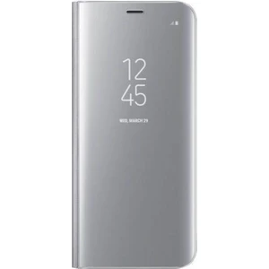 Samsung Galaxy A20 Uyumlu Clear View Aynalı Kapaklı Kılıf Gri