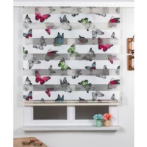 Asyhome Yeni Kelebek Desenli Zebra Perde