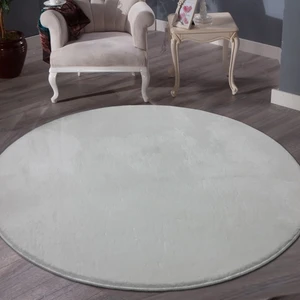 Post Pofuduk Beyaz Yuvarlak Kaymaz Taban Halı