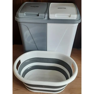 Bee Home Iki Bölmeli Kirli Çamaşır Sepeti ve Katlanır Çamaşır Sepeti 2'li