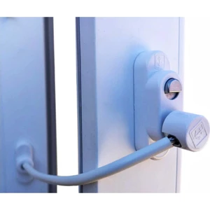 Düğmeli Çelik Halatlı Pvc Pencere Emniyet Kilidi Beyaz
