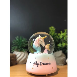 Çiko Toys Unicorn Atlı ve Sevimli Kız Büyük Boy Püskürtmeli Kar Küresi