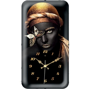 Ayp 1988-17 Duvar Saati Bombe Camlı 25*47 cm Esmer Kadın Kelebekli
