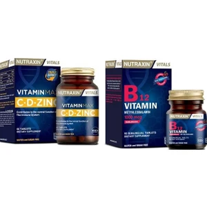 Vitamin Max 60 Tablet (Vitamin C, Vitamin D ve Çinko) + Vitamin B12 60 Tablet