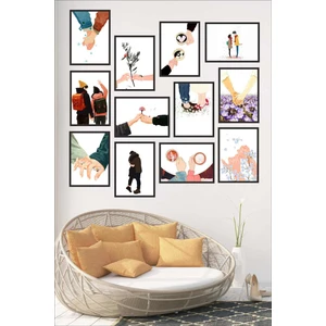 Biz Dijital 12 Parça Çerçeve Görünümlü Mdf Tablo Seti/ Sevgiliye Hediye /sevgililer Günü Hediyesi