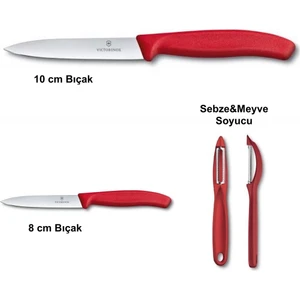 3'lü Set Kırmızı Soyacak + Düz Bıçak