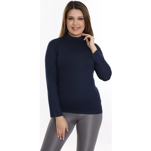 Disentis Modest Büyük Beden Yarım Balıkçı Viskon Boğazlı Lacivert Body